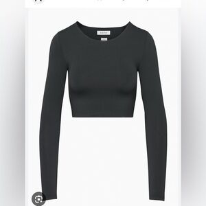 Aritzia Babaton Dark Gray Long Sleeve Crop Top